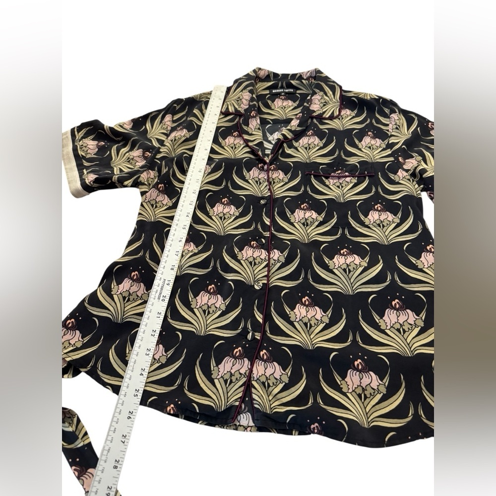Markus Lupfer Floral Silk Pajama Shirt Belt Medium - Picture 7 of 13